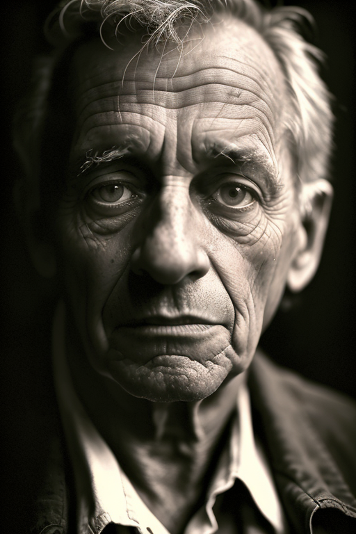 72962-3415936649-barnum-sepia empty museum,portrait closeup, thougths,  rugged  elderly 1 man Josh Danvarr, rimlight, face subsurface scattering,.png